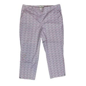 Talbots Cropped Pants Womens Trousers Pockets Stretch Pattern Casual Pink 12